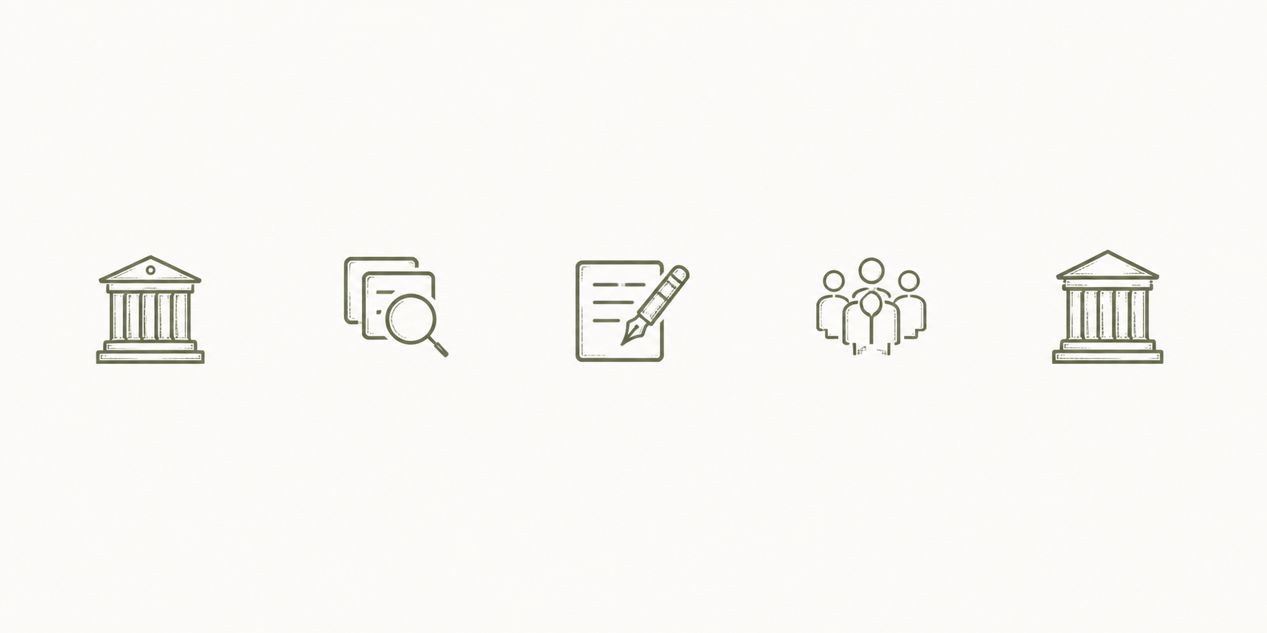 Five research-domain symbols