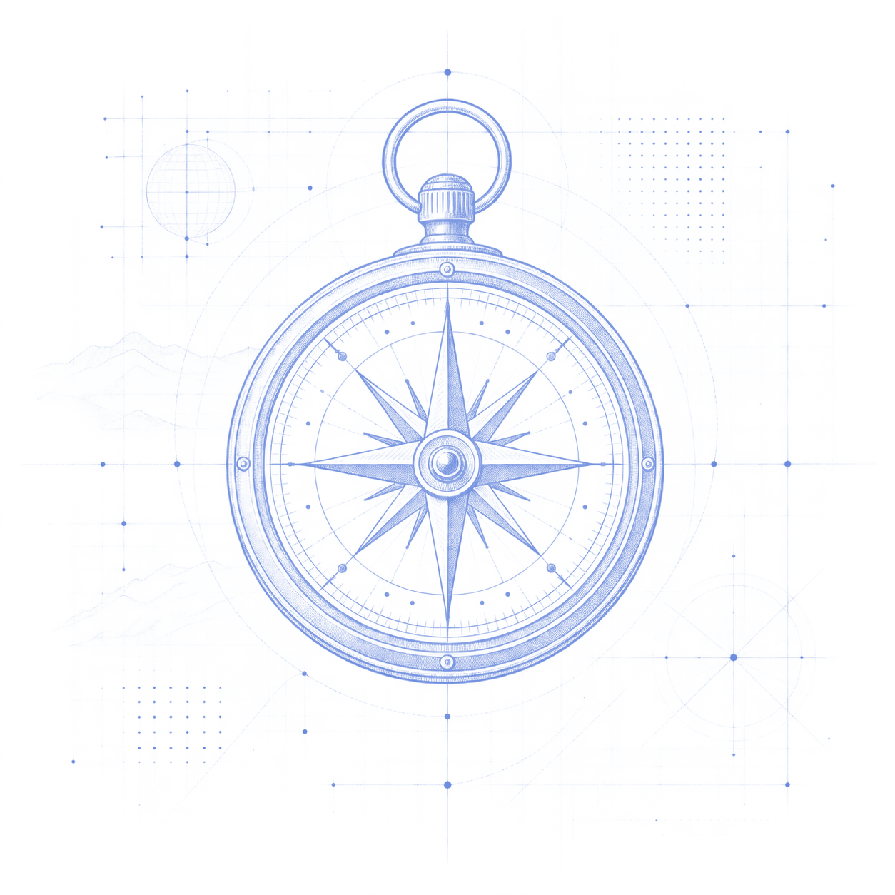 An archival compass illustration