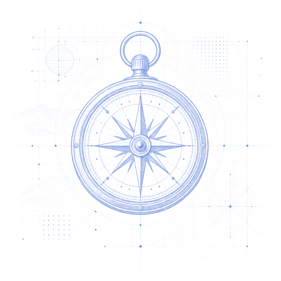 An archival compass illustration