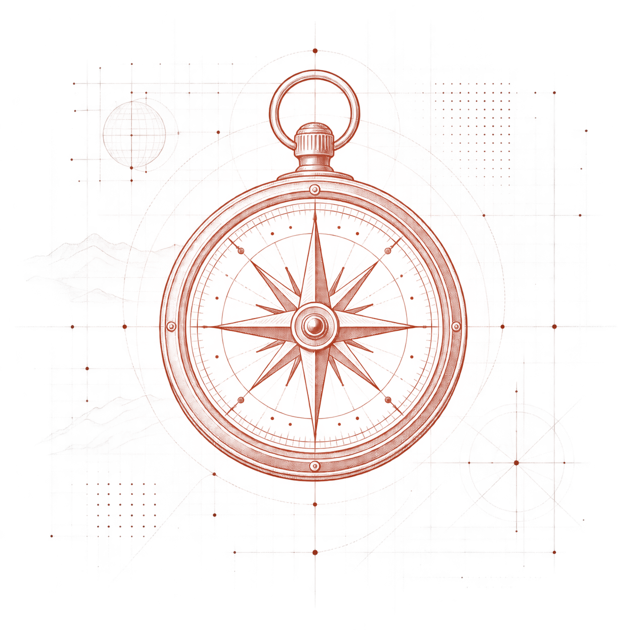 An archival compass illustration